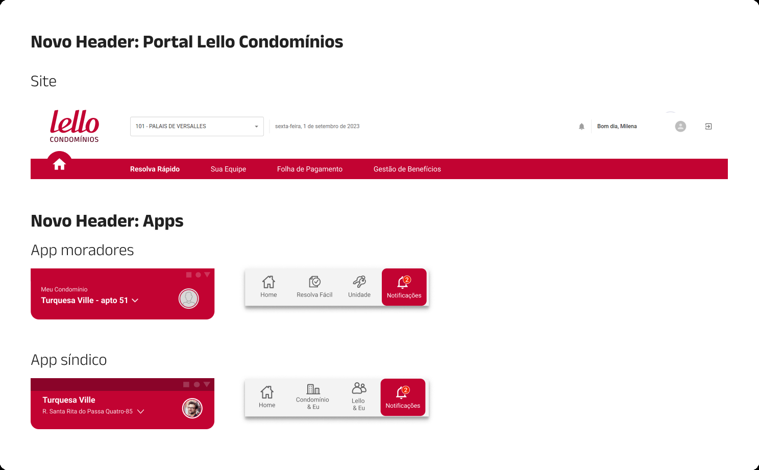 Header unificado entre site e apps