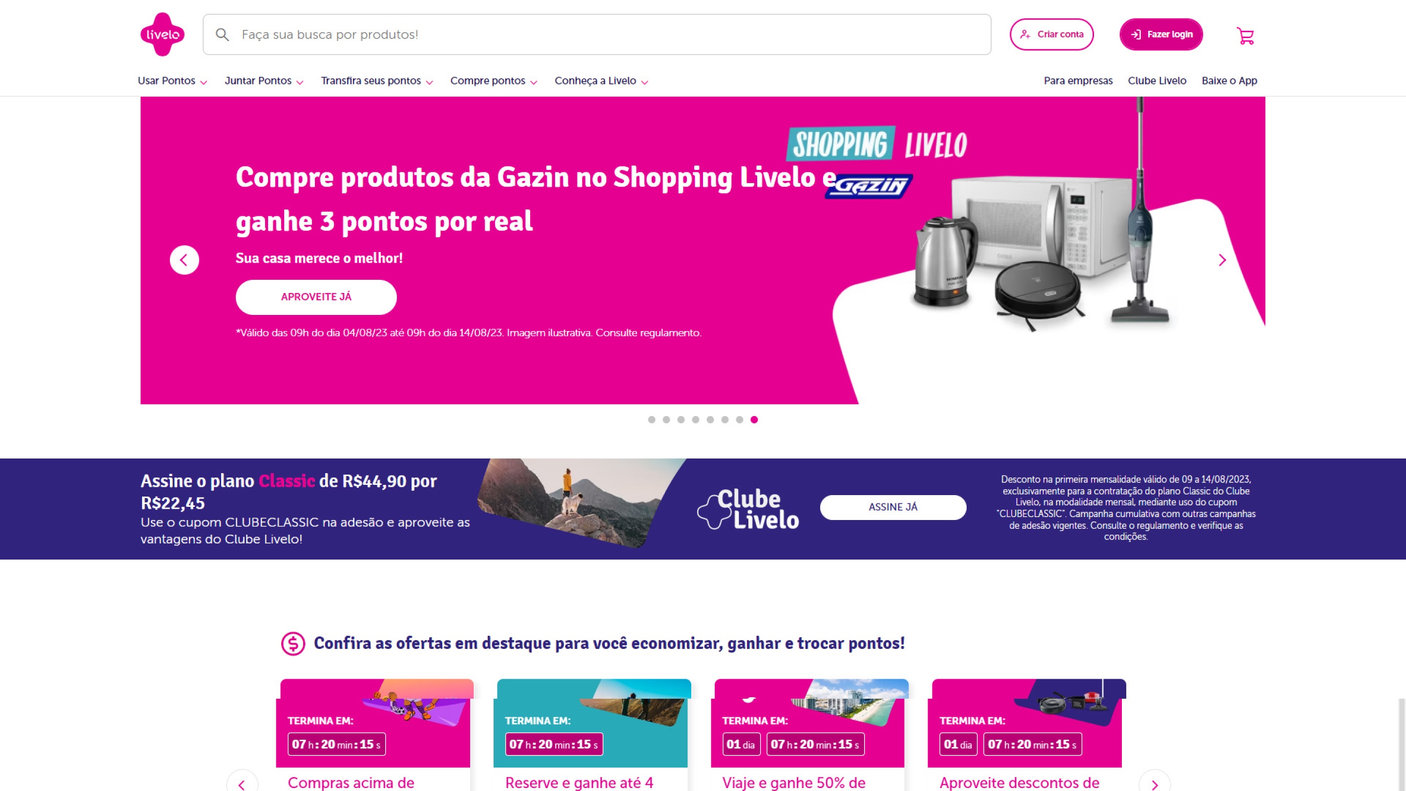 Portal do programa de pontos Livelo