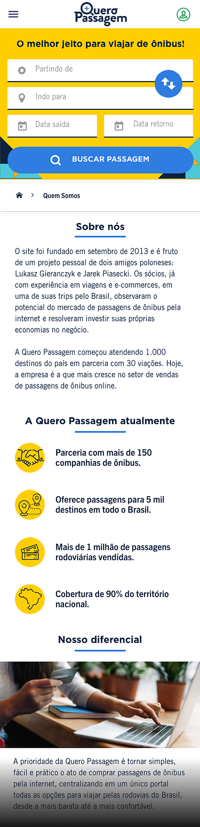 Página Quem Somos, mobile