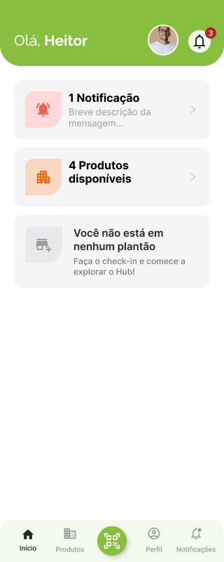 Tela inicial do Hypnohub, fora de plantão