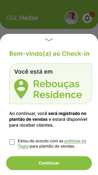 Tela de check-in confirmado em Rebouças Residence